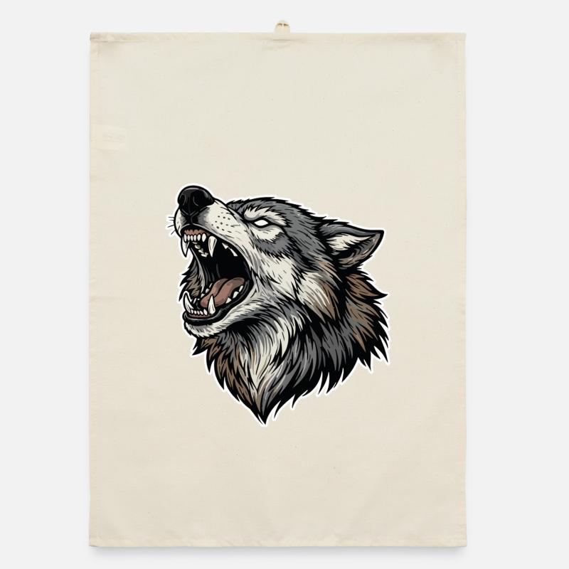 Wild Wolf Heulend Alpha Wolf Maskottchen Organic Geschirrtuch