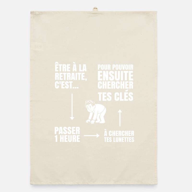 Im Ruhestand mit oder ohne Brille (weißer Text) Organic Geschirrtuch