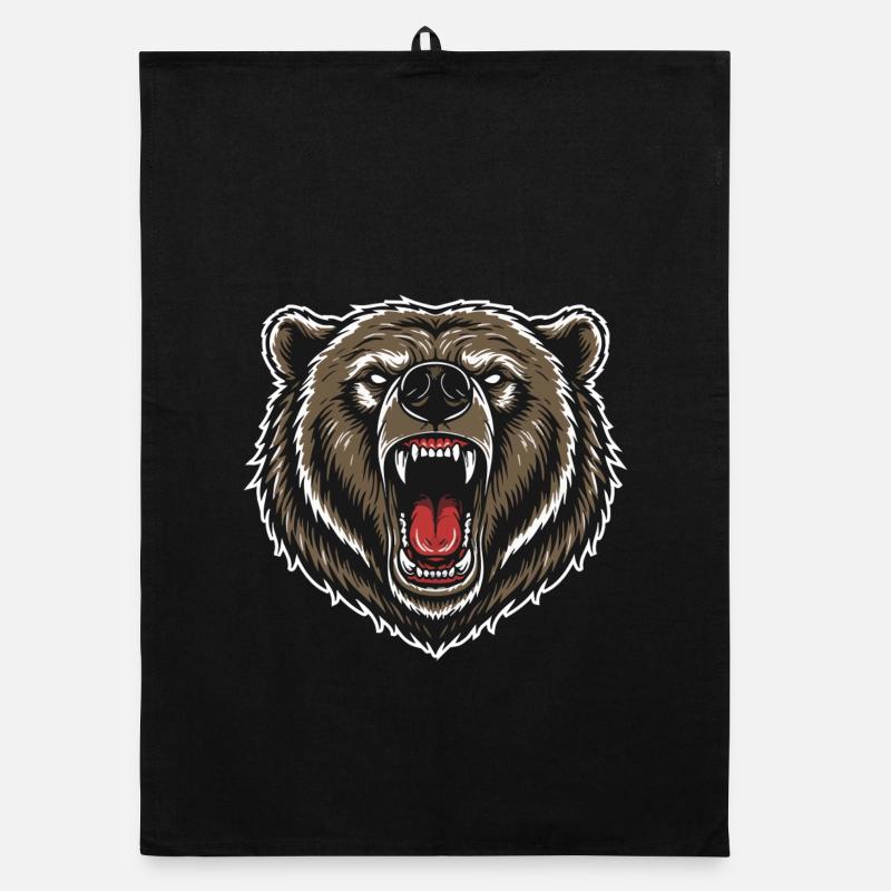 Wild Grizzly Bear Anger Logo Mascot Bear Organic dish towel