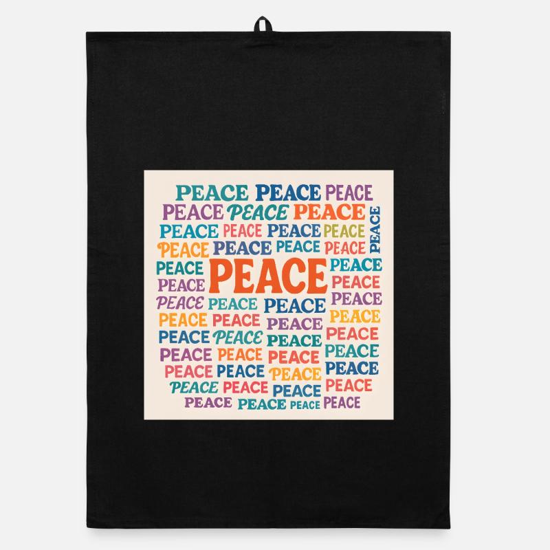 Peace Mosaic Farb-Typo Muster - Organic Geschirrtuch - Schwarz