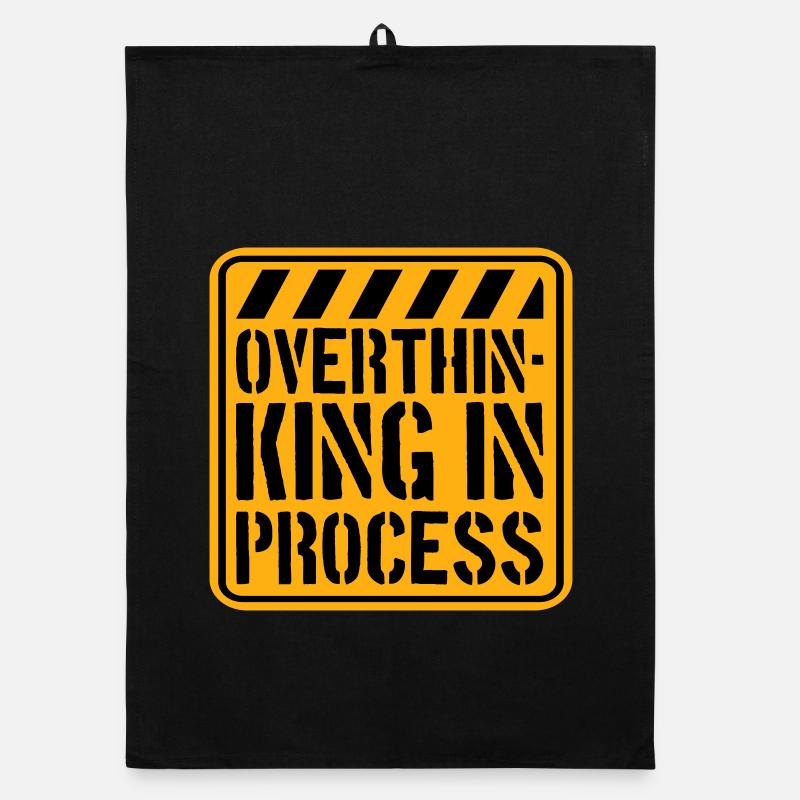 Overthinking In Process Funny Brooding Saying Logo Organic dish towel