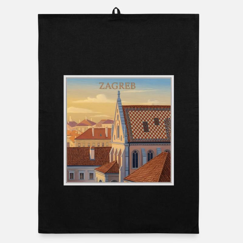 Zagreb Roofscape in the evening light Organic dish towel