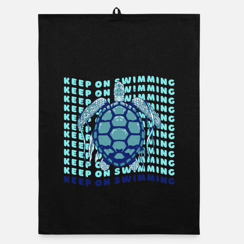 Graphique rétro de la Tortue de mer Keep On Swimming Torchon bio