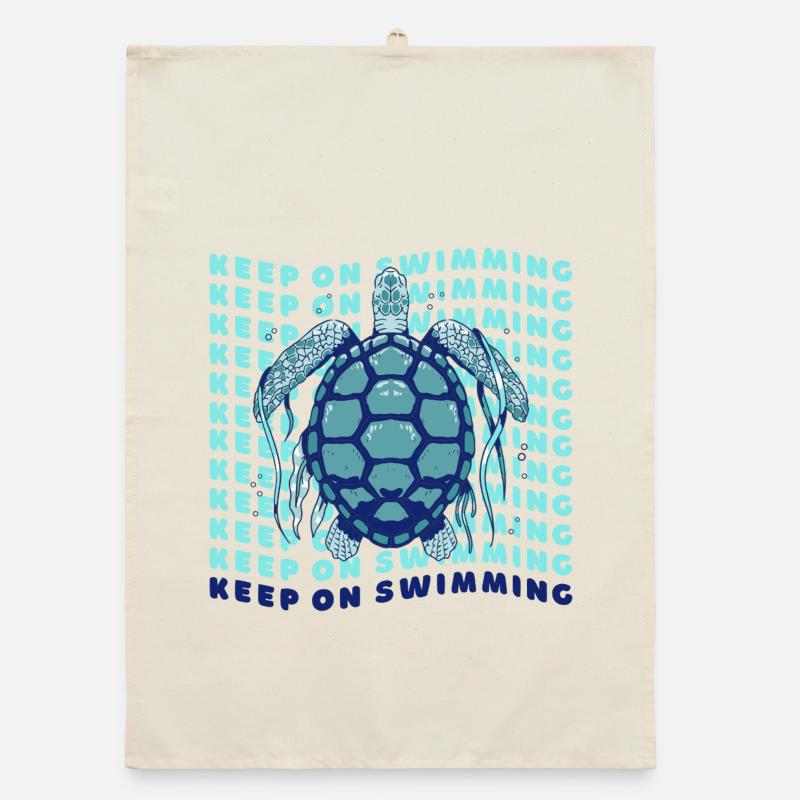 Graphique rétro de la Tortue de mer Keep On Swimming Torchon bio