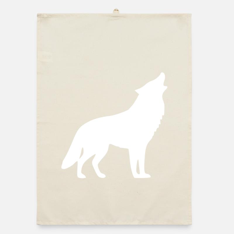 Howling Wolf White Organic dish towel