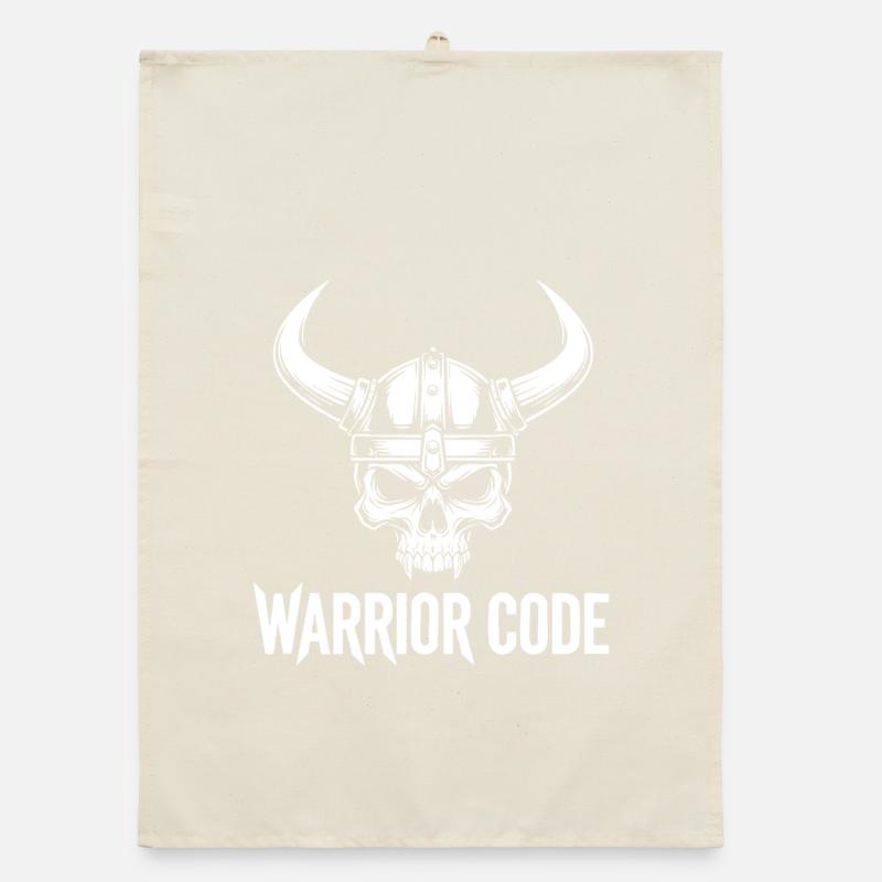 Warrior Code Skull Viking Norse Horned Helmet Organic dish towel