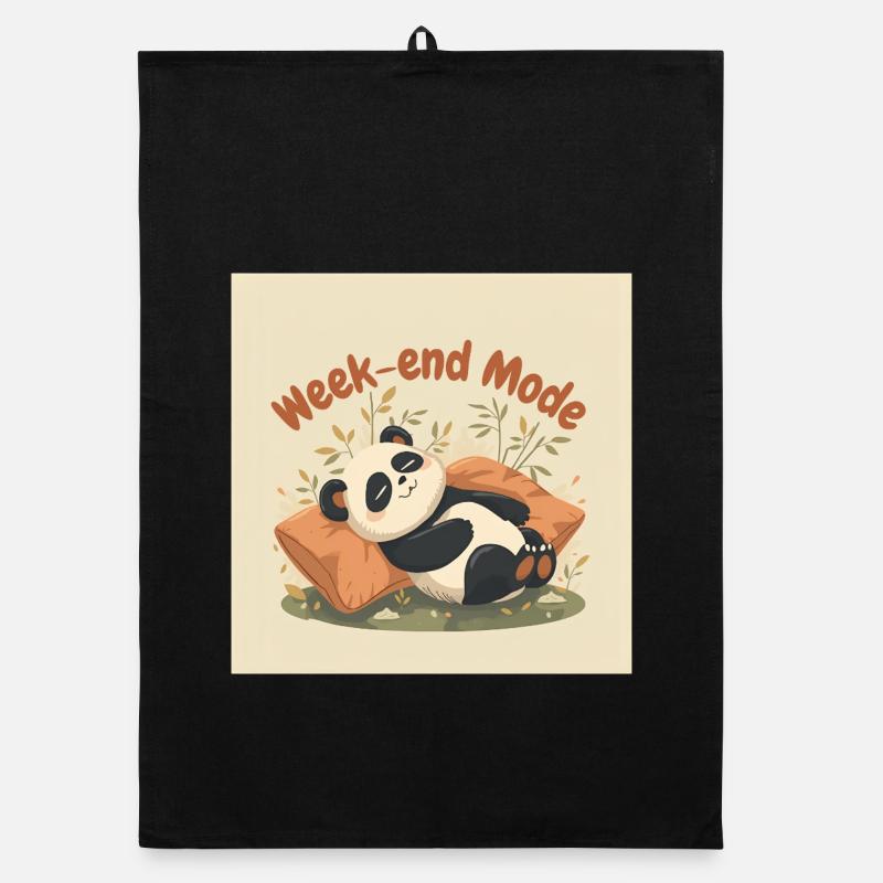 Panda Week-end Mode Relax - Torchon bio - noir