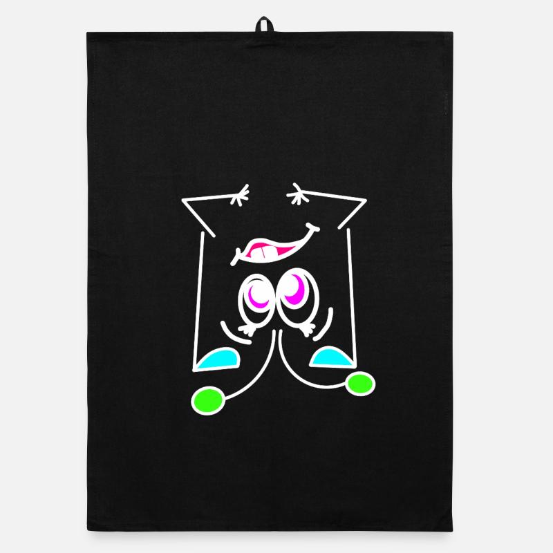 Neon Mood Flip - The Turning Face - Organic dish towel - black