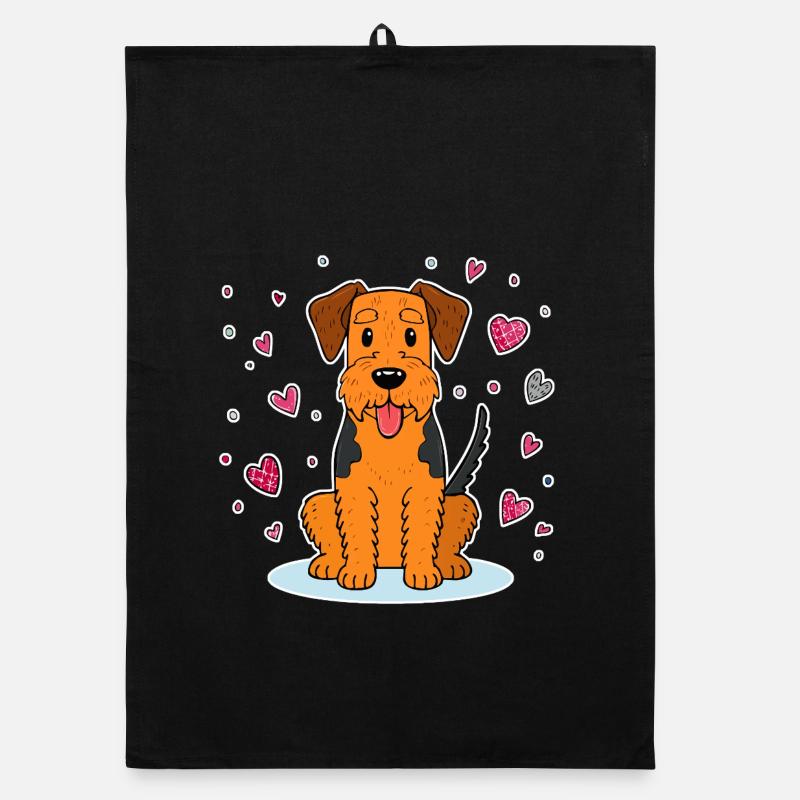 Airedale Terrier (Comic) Organic Geschirrtuch