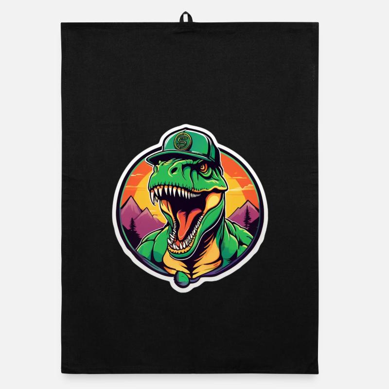 T-Rex Retro Sunset Cap Organic Geschirrtuch