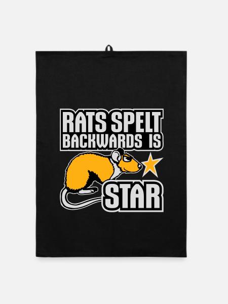 Rats Spelt Backwards Is Star Lustiger Ratte Spruch - Organic Geschirrtuch - Schwarz - Vorne