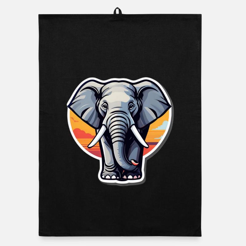 Éléphant coucher soleil sticker Torchon bio