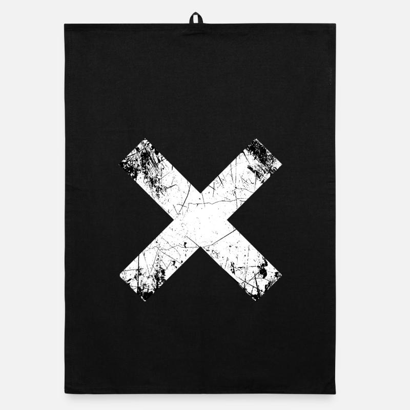 Grunge X Schnitt Muster - Organic Geschirrtuch - Schwarz