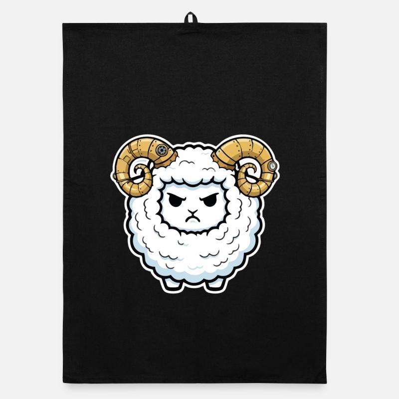 Steampunk Ram Sheep Mechanical Horns Organic dish towel