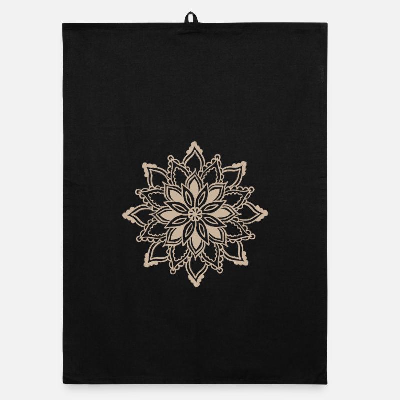 Beige Mandala-Spitzenmuster Organic Geschirrtuch