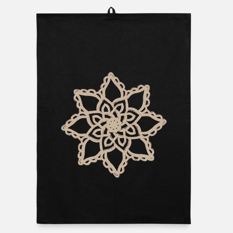 Beige-Mandala-Blumenspitze Organic Geschirrtuch
