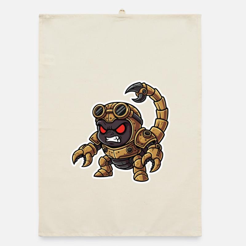 Scorpion Bionic Steampunk Warrior Brass Rivets Organic dish towel