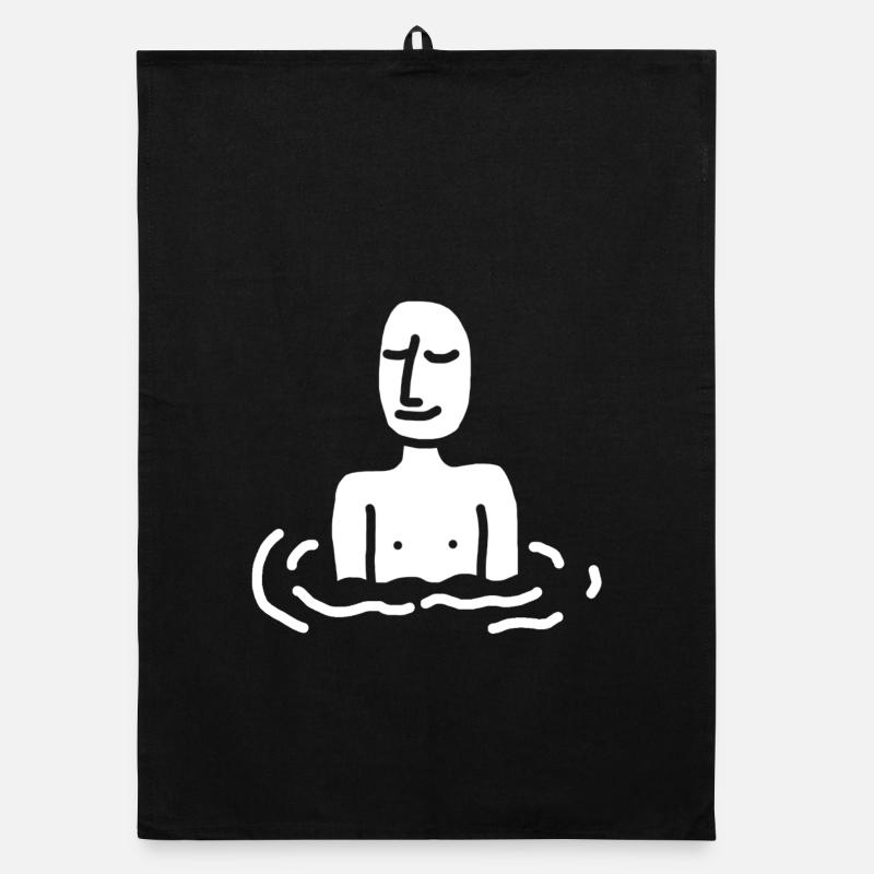 Serene Waters Minimalist Line Art Organic dish towel