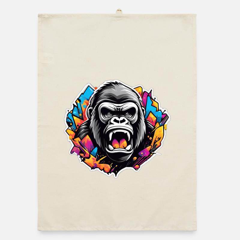 Gorilla-Graffiti leuchten Organic Geschirrtuch