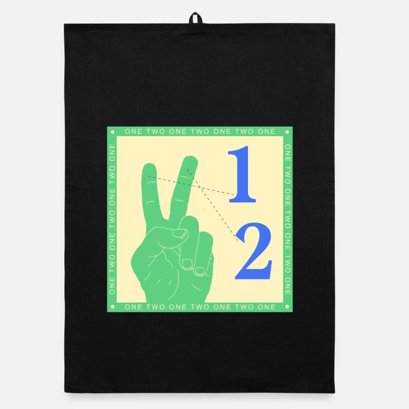 Graphique rétro One Two Counting Hand Torchon bio
