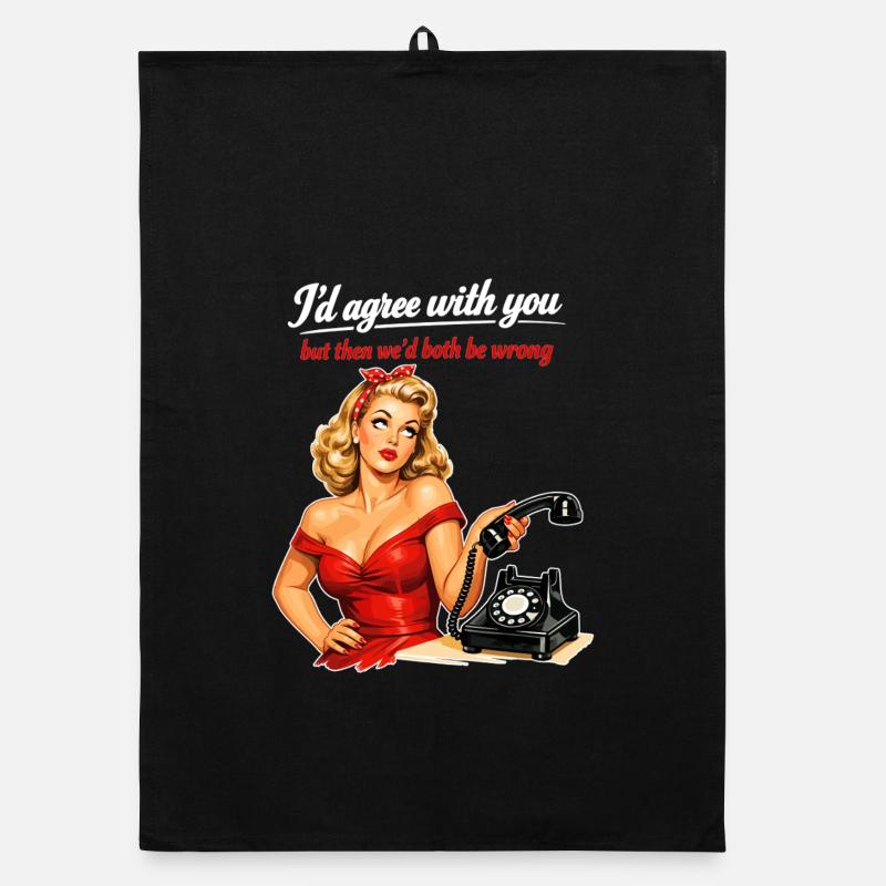 Pin-up Girl: Sarcasm & Eye Rolling Retro Style Organic dish towel