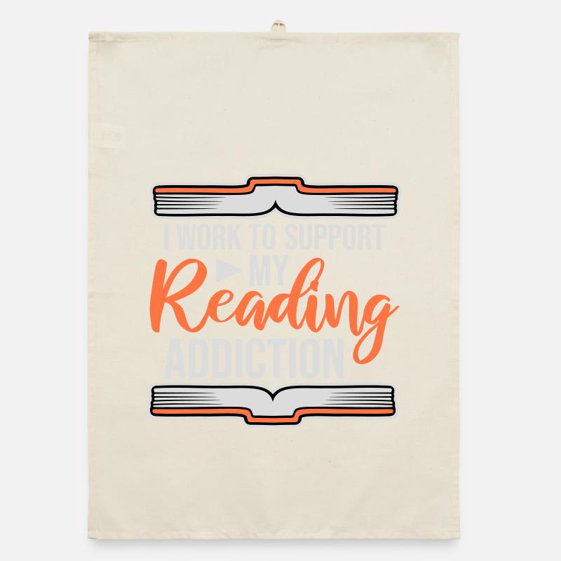I Work To Support My Reading Addiction Bücher Logo Organic Geschirrtuch