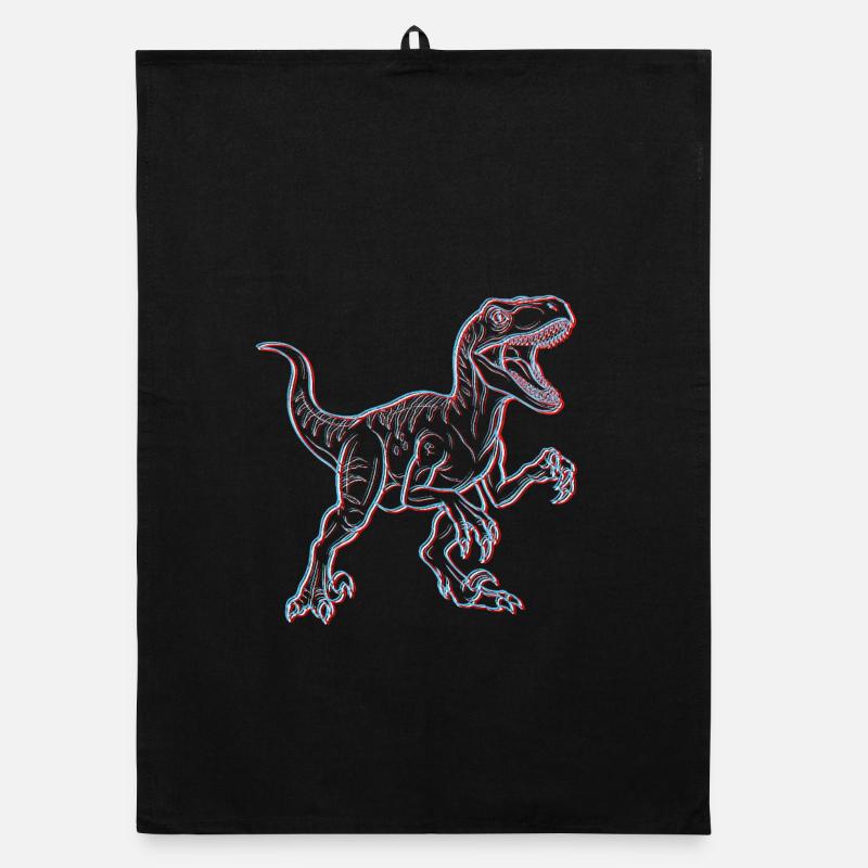 Squelette 3D de dinosaure néon Torchon bio