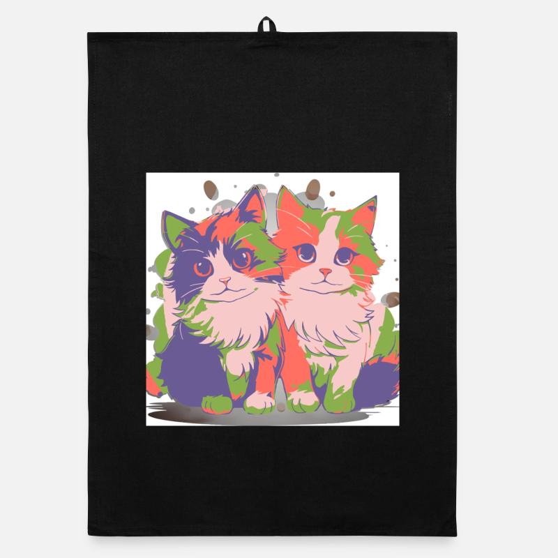 Pop Color Duo Kittens Torchon bio