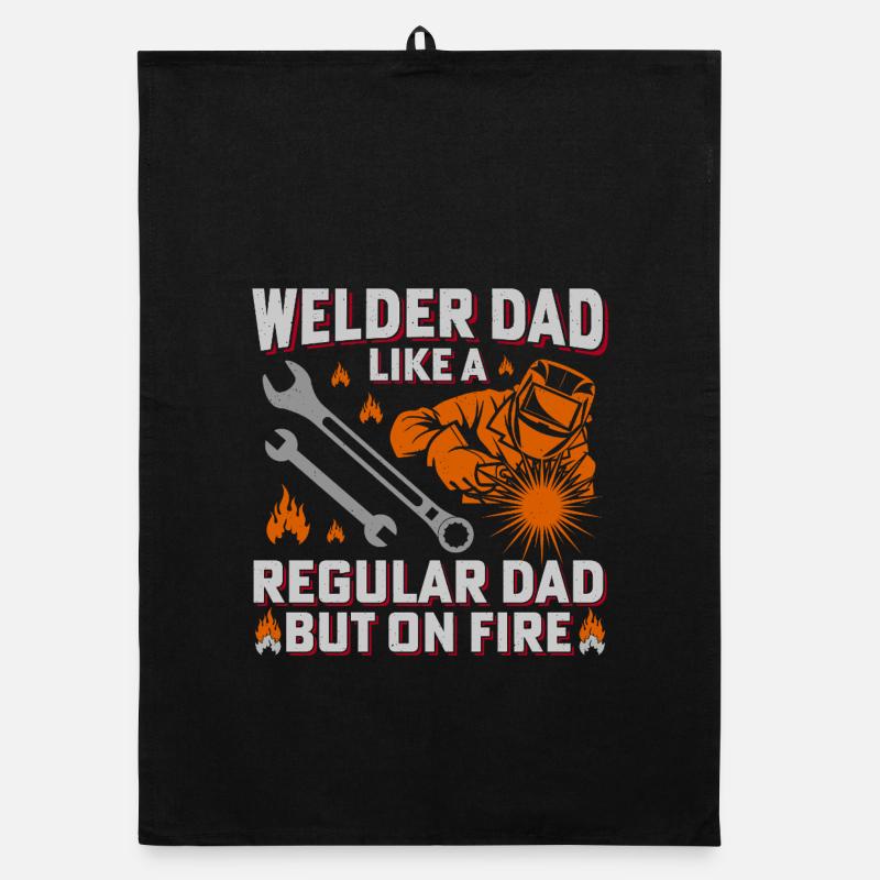Welder Dad Firepower Design Organic dish towel