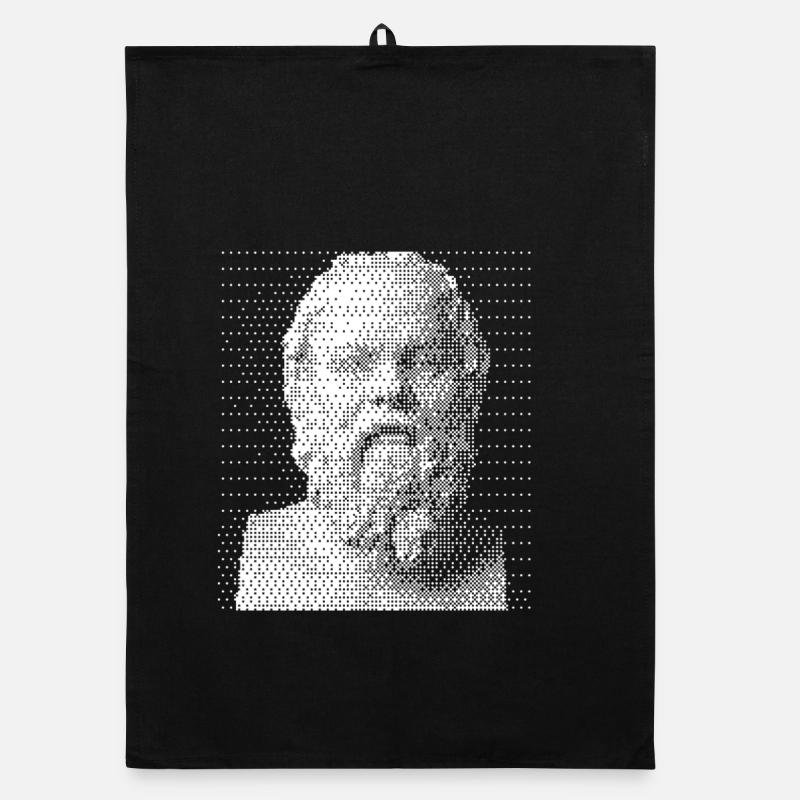 Socrates Halftone Portrait. Organic dish towel