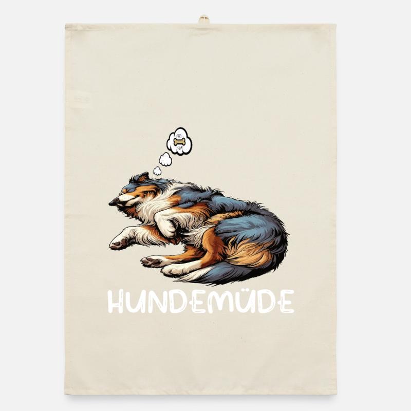 Hundemüde Australian Shepherd Aussie Aussiehalter Organic Geschirrtuch
