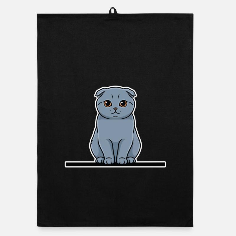 Chat Scottish Fold Gris Yeux Ambrés Portrait Torchon bio