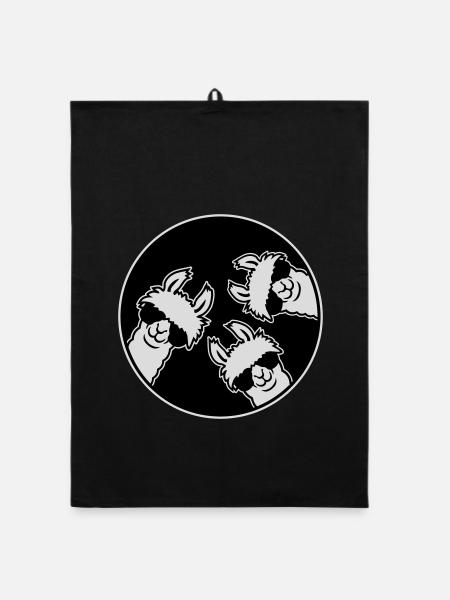Drei Coole Lamas Sonnenbrille Kreis Badge Lustig - Organic Geschirrtuch - Schwarz - Vorne