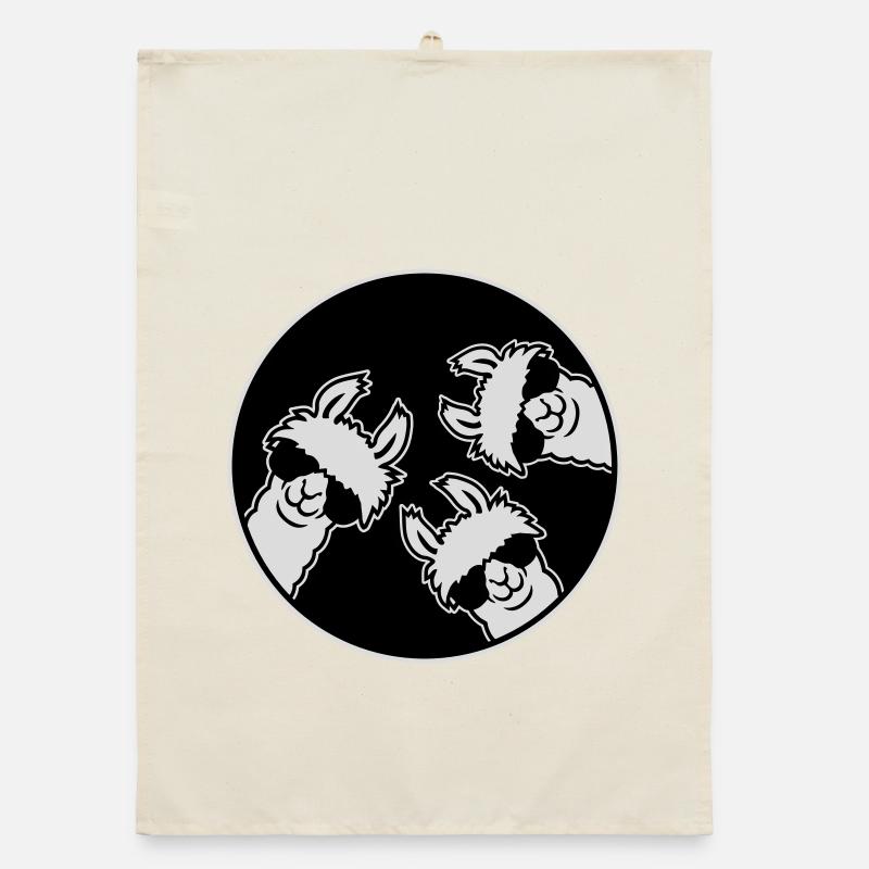 Three Cool Llamas Sunglasses Circle Badge Funny Organic dish towel