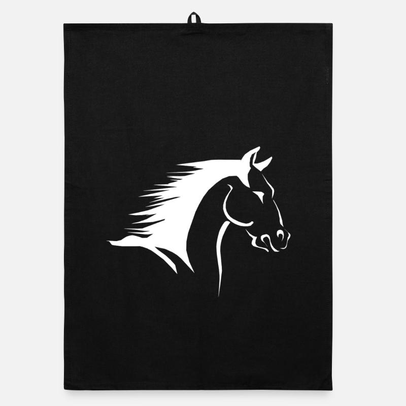 Silhouette de tête de cheval en contraste Torchon bio