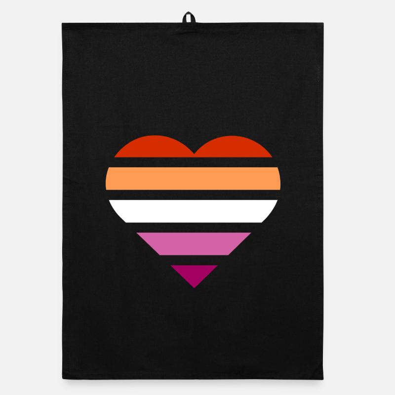 Pride Flag Heart · Lesbian - Organic Geschirrtuch - Schwarz
