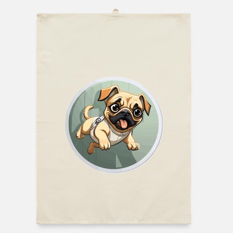 Quiekender Pug Sprinter Organic Geschirrtuch