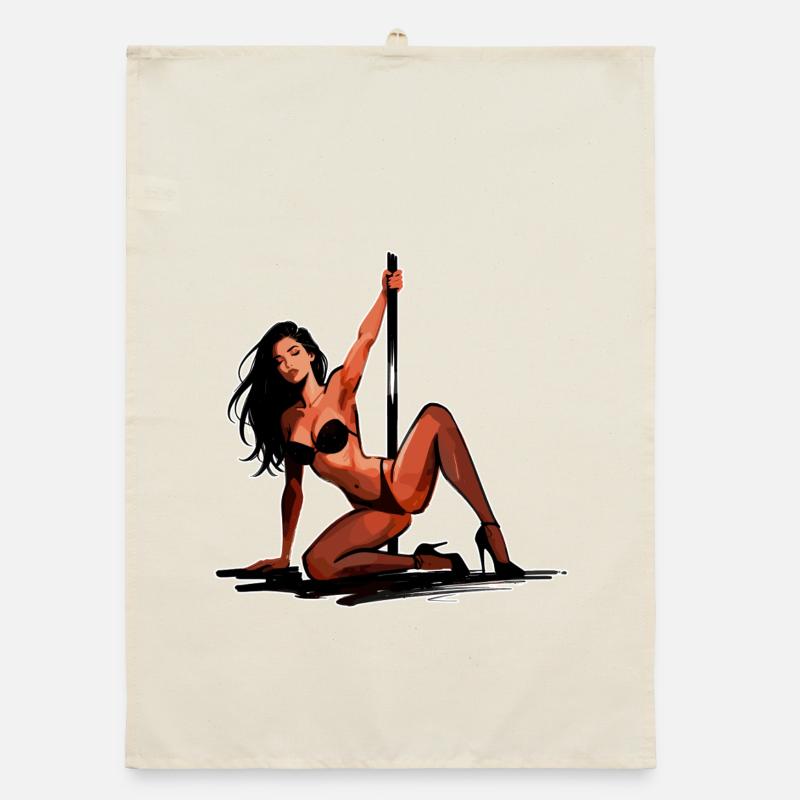 Sexy Pole Dance Art: Graceful Pin-Up Elegance Organic dish towel