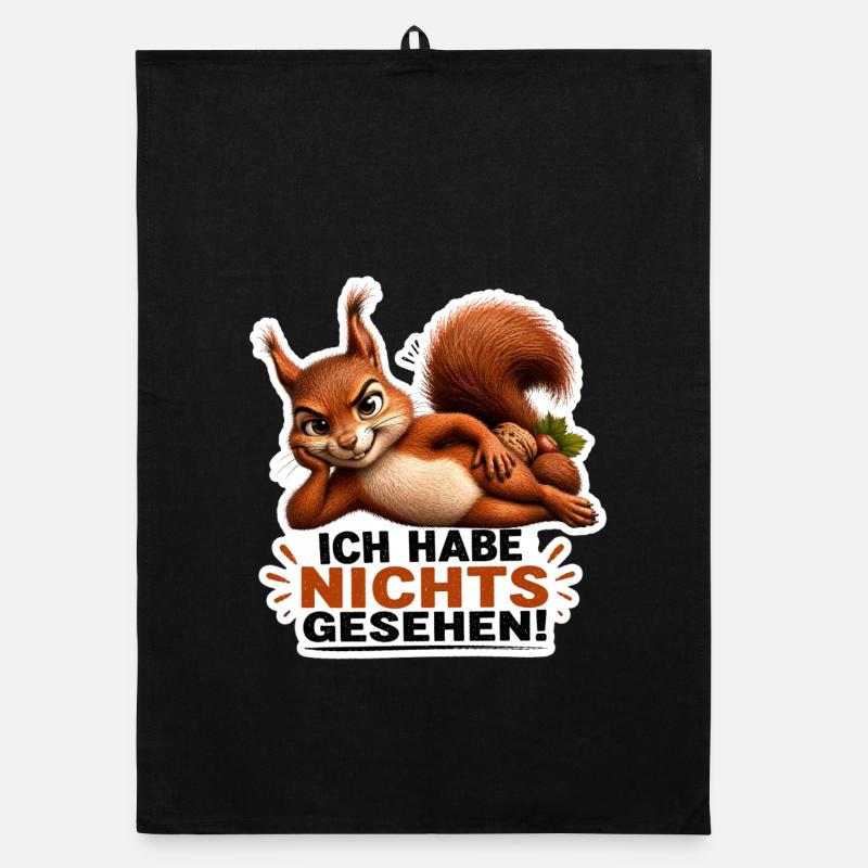 Ich habe nichts gesehen – Freches Eichhörnchen Organic Geschirrtuch