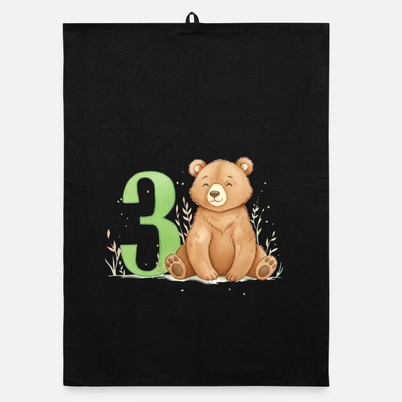 Little Bear with Number Three Organic dish towel
