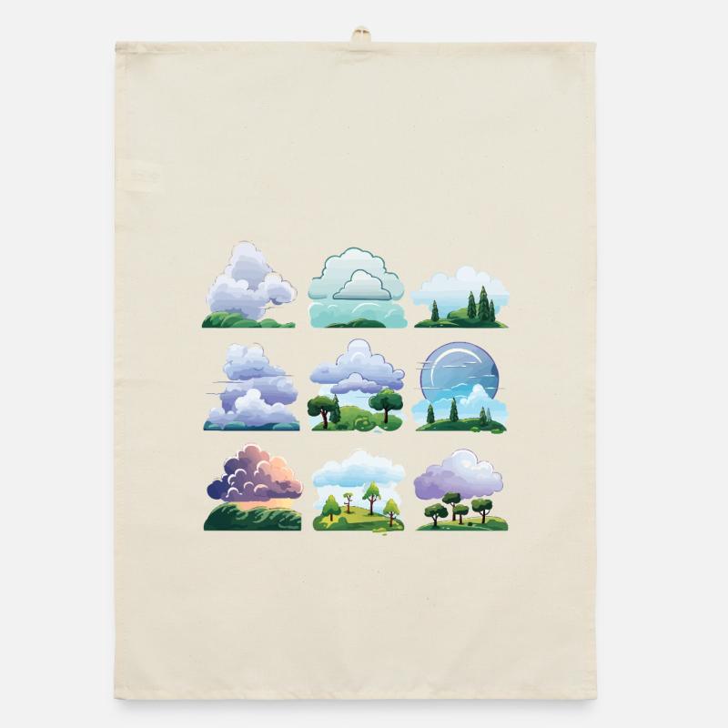 Dessin animé Cloudscapes Torchon bio