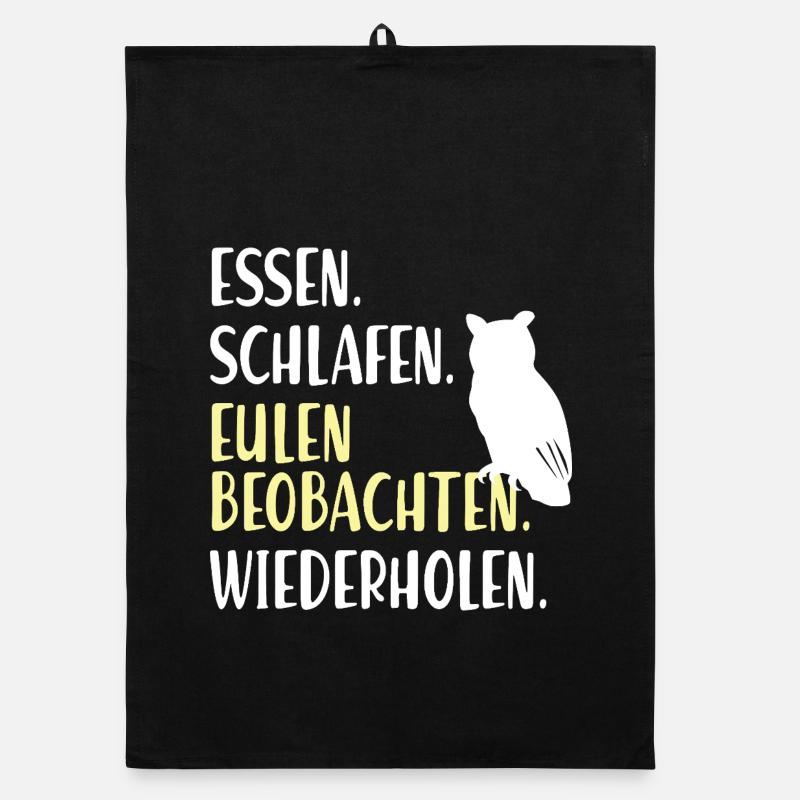 Eulen Beobachten Eule Ornithologen Vogel Uhu Kauz Organic Geschirrtuch