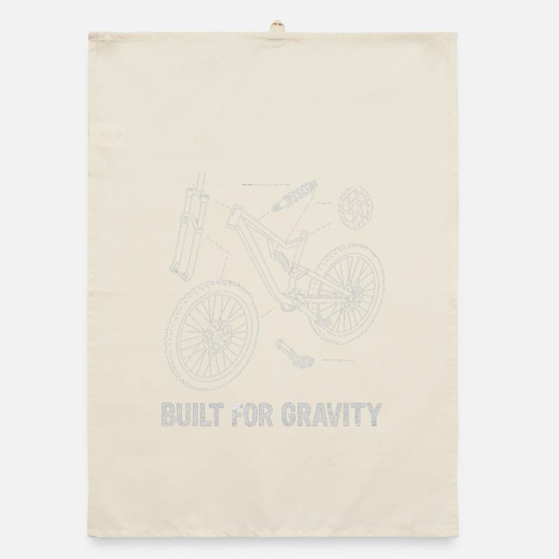 Built for Gravity: DH-Bike Exploded Drawing Organic dish towel