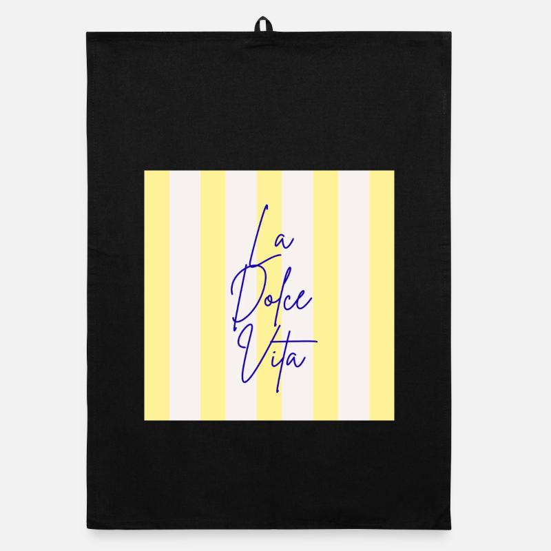 Minimalist LA DOLCE VITA Graphic Tee Design - Torchon bio - noir