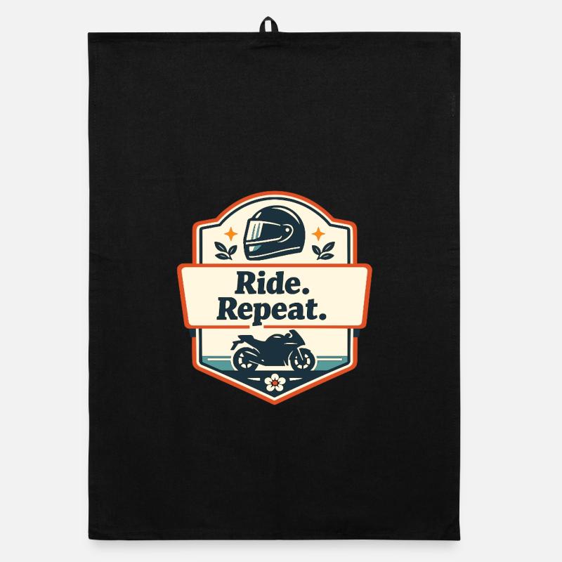 À cheval. Répétez. Déclaration sur la moto Torchon bio