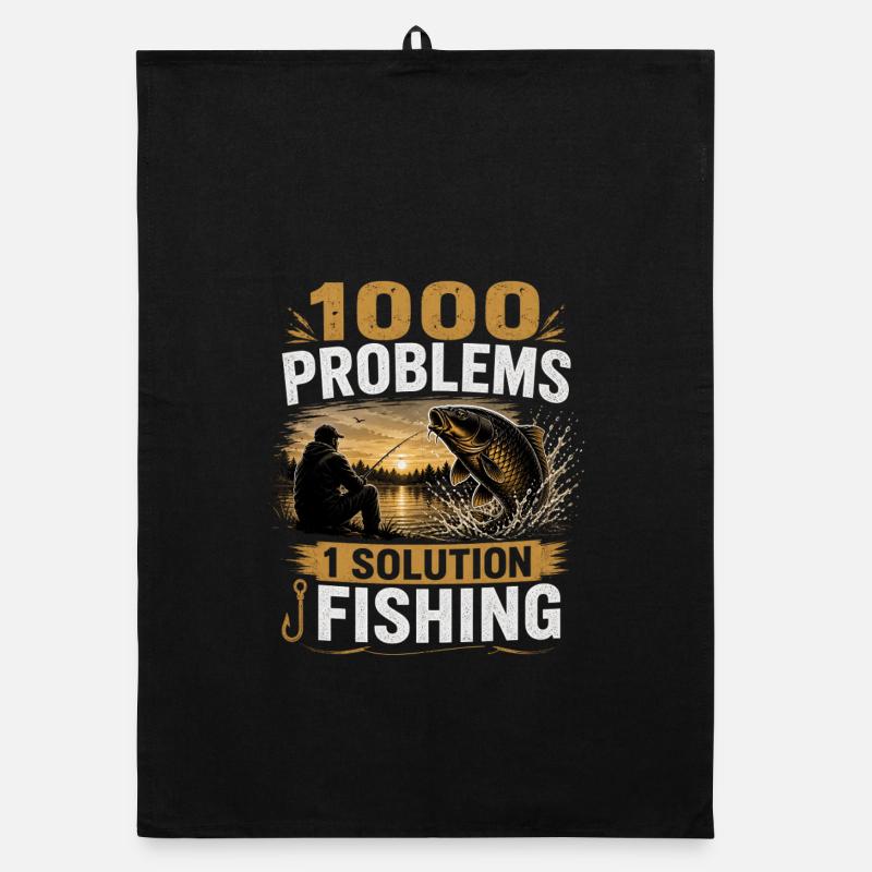 1000 Problems 1 Solution Carp Fishing Design Organic dish towel