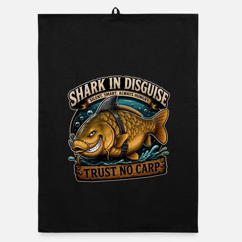 Requin déguisé – Trust No Carp Design drôle Torchon bio