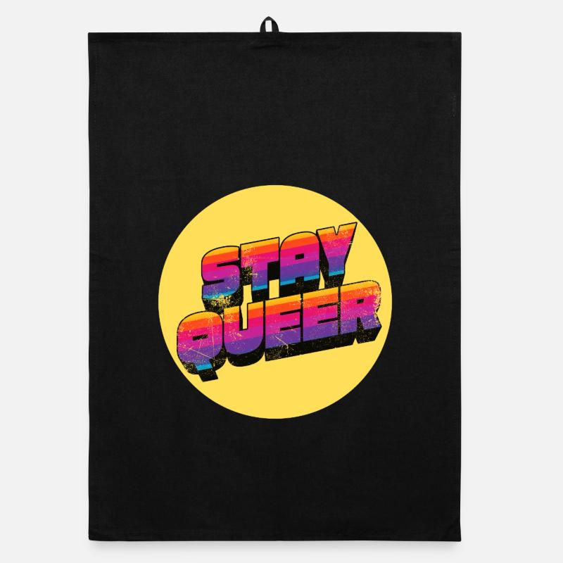 Stay Queer Regenbogen Grafik Organic Geschirrtuch