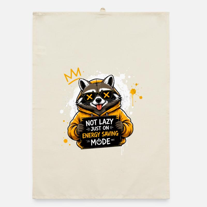Raccoon Power Saving Mode Pullover Hoodie Organic dish towel