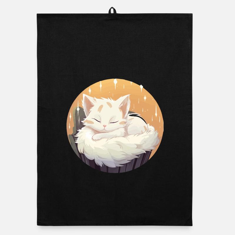 Sleeping cat in a circle Organic dish towel